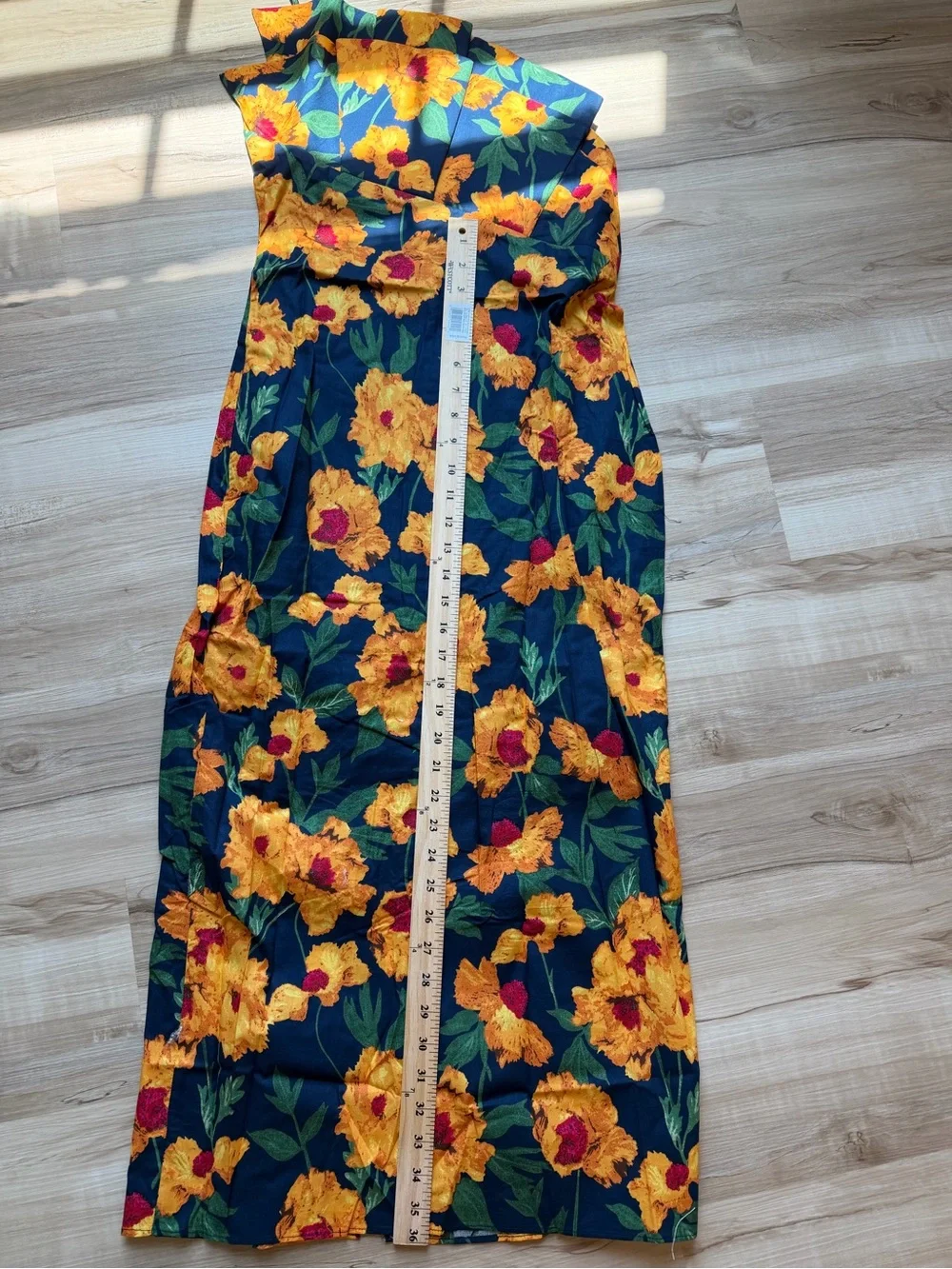 NWT Hyacinth House Margot Dress Floral Structured Chest Midi Navy Yellow Size S